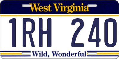 WV license plate 1RH240