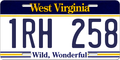 WV license plate 1RH258
