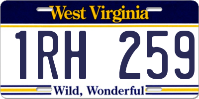 WV license plate 1RH259