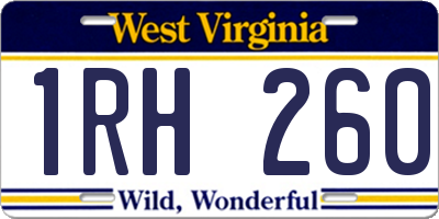 WV license plate 1RH260