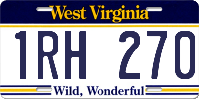 WV license plate 1RH270