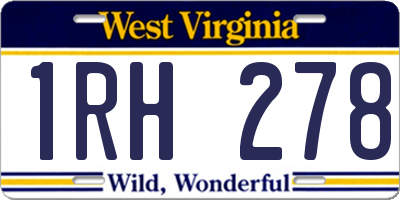 WV license plate 1RH278