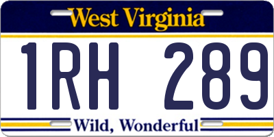 WV license plate 1RH289