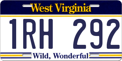 WV license plate 1RH292