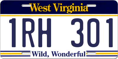 WV license plate 1RH301