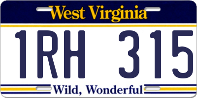WV license plate 1RH315