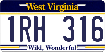 WV license plate 1RH316