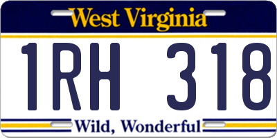 WV license plate 1RH318