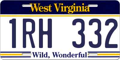 WV license plate 1RH332