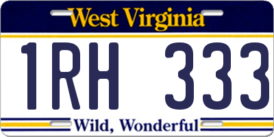 WV license plate 1RH333