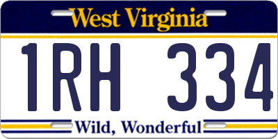 WV license plate 1RH334