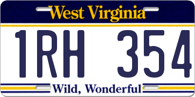 WV license plate 1RH354