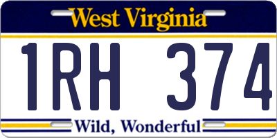 WV license plate 1RH374