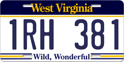 WV license plate 1RH381