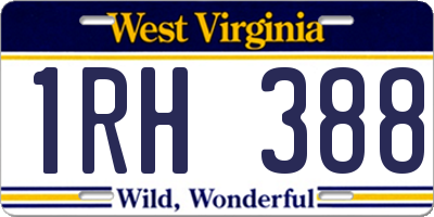 WV license plate 1RH388