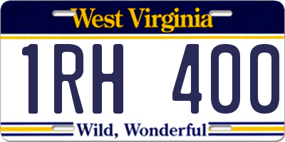 WV license plate 1RH400