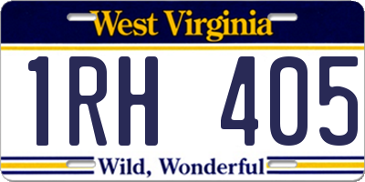 WV license plate 1RH405