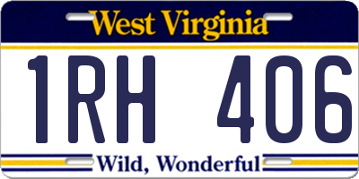 WV license plate 1RH406