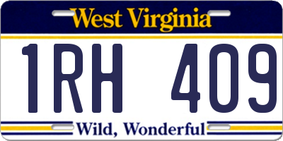 WV license plate 1RH409