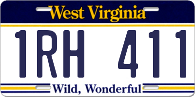 WV license plate 1RH411