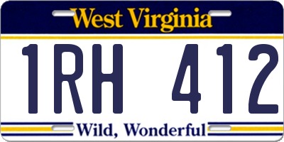 WV license plate 1RH412