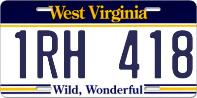 WV license plate 1RH418