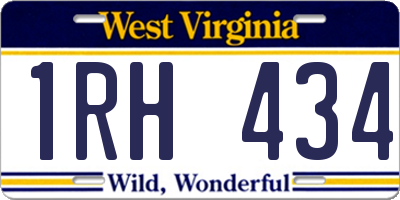 WV license plate 1RH434