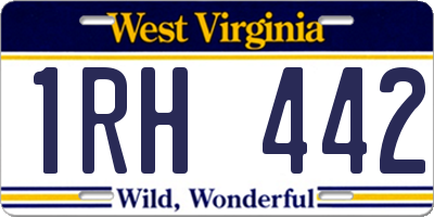 WV license plate 1RH442