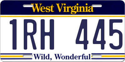 WV license plate 1RH445