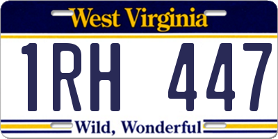 WV license plate 1RH447
