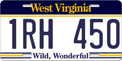 WV license plate 1RH450