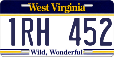 WV license plate 1RH452