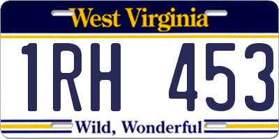 WV license plate 1RH453