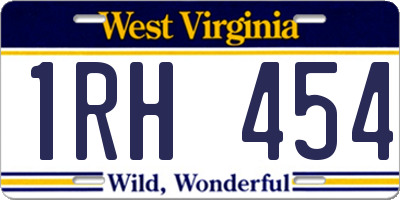 WV license plate 1RH454
