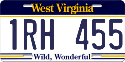 WV license plate 1RH455