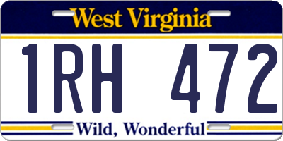 WV license plate 1RH472