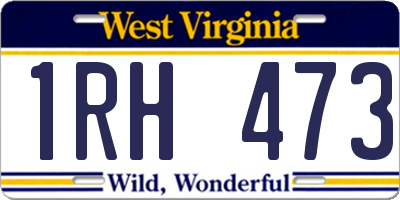 WV license plate 1RH473
