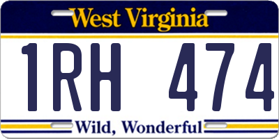 WV license plate 1RH474