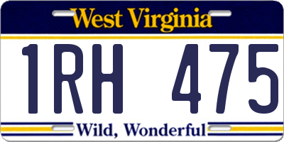 WV license plate 1RH475