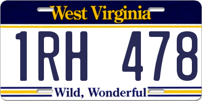 WV license plate 1RH478