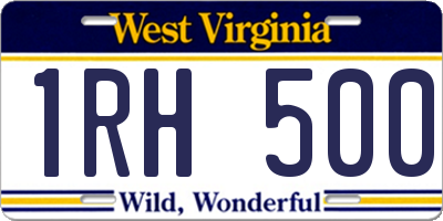 WV license plate 1RH500