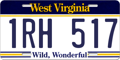 WV license plate 1RH517