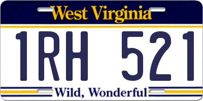 WV license plate 1RH521