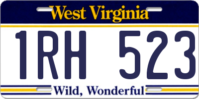 WV license plate 1RH523
