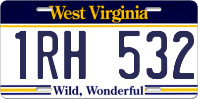 WV license plate 1RH532