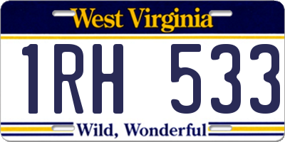 WV license plate 1RH533