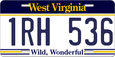 WV license plate 1RH536