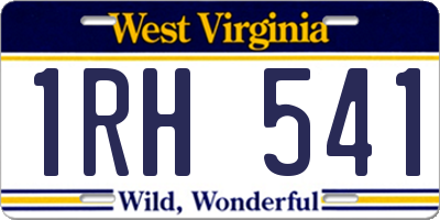 WV license plate 1RH541