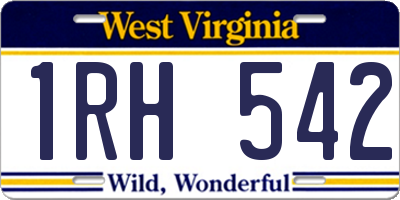 WV license plate 1RH542