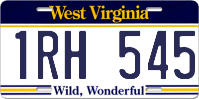 WV license plate 1RH545